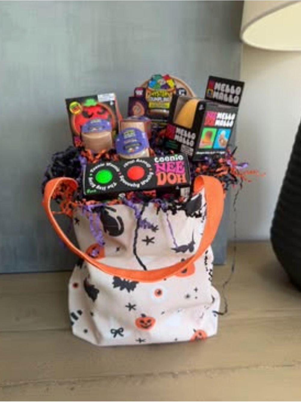 Halloween Treat Tote Bag with Orange Handles - Party Gift Bag